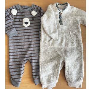 Baby Boys 6 month Fleece One-piece Bodysuit Rompers Lot